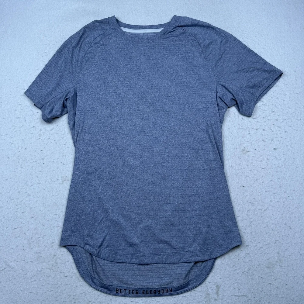 Lululemon Shirt Mens Medium Gray Better Everyday Short Sleeve Drop Hem